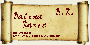 Malina Karić vizit kartica